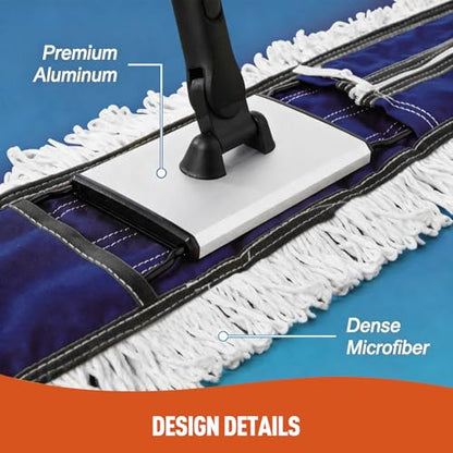 CLEANHOME 36” Dust Mops for Floor Cleaning Heavy Duty Hotel Company Household Cleaning Supplies for Hardwood, Tiles, Marble (Blue) - color: Blue