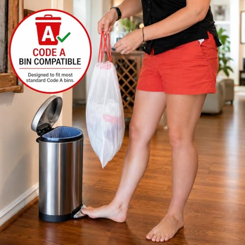 1.2 Gallon (240 Bags) Small White Drawstring Trash Bags Code A 4.5 Liter Bathroom Mini Garbage Bags 1 Gallon Wastebasket Can Liners for Home Office Bins, 240 Count