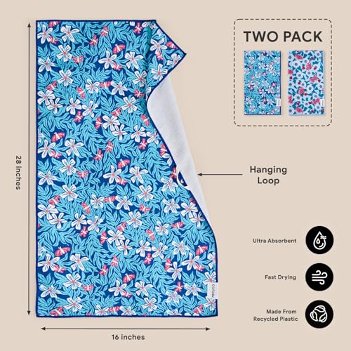 RECYCO Waffle Kitchen Towel Set of 2 - Quick Dry Microfiber Sustainable Dish Towels - Absorbent Reusable Cleaning Tea Towels - Lightweight Hand Towels,16”x 28”, Cloud Blue - color: Cloud Blue