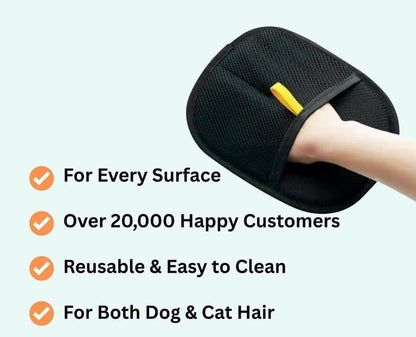 Pet Hair Removal Glove for Dogs & Cats, Reusable Dual-Sided Fur Remover Mitt, Electrostatic Pet Hair Cleaner for Furniture, Sofa, Carpet, Bedding & Clothing | pet hair removal