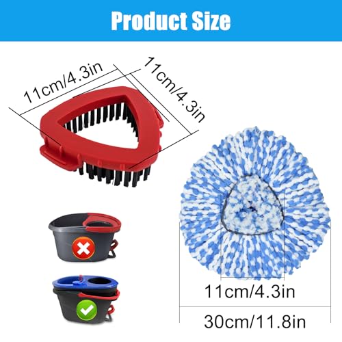 Mop Heads Replacements for Ocedar, Mop Replace Head for O Cedar, Mop Heads for O Cedar, Mop Replace Head for Cedar, Mop Heads for O Cedar Spin Mop Include 2 Pack Mop Refills & 2 Pack Scrubber Mop Head - size: for Ocedar 2 Tank