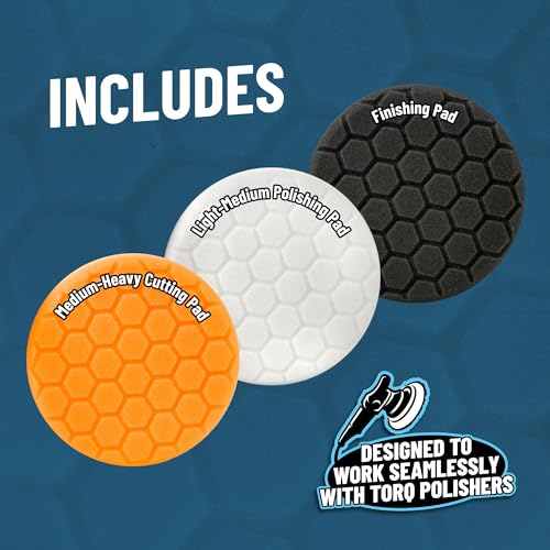Chemical Guys 5.5" Buffing Pad Sampler Kit - 4 Piece Detailing Set with 3 Professional Foam Car Polishing Pads & 16 oz Polishing Cleaner, for Dual Action and Rotary Polishers Using 5" Backing Plates - size: 5.5"