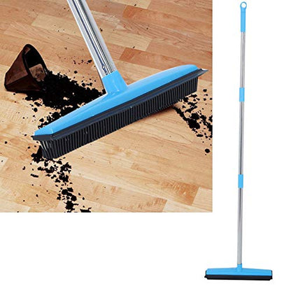 Multifunction Telescopic Floor Carpet Broom Pet Hair Dust Removal Cleaner Sweeper Tools (Blue) - color: Blue
