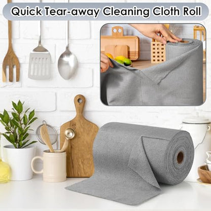 85 Pack Reusable Tear Away Microfiber Cleaning Cloth Roll, 10" x 10" Value Pack Kitchen Towels Washable Cleaning Rag Towels Multi-Purpose Microfiber Dish Cloths for Auto, House, Garage, Kitchen - color: Grey, style: 85 PCS