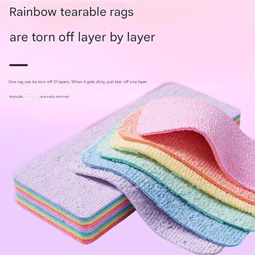 12 Layer Microfiber Sponge, Layered Sponge Rag, Microfiber Sponge Block, Peelable Microfiber Sponge Tearable Cloths, Non-Scratch Tearable Cloth Rag for Kitchen, Car Wash Towel (Large) - color: Large