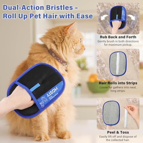 MOSTY Reusable Electrostatic Pet Hair Removal Gloves, 1PC | for Dogs & Cats, Magic Quick Fur Remover Tool for Sofa, Couch, Carpet Laundry & Car Seats, Must for Pet Owner