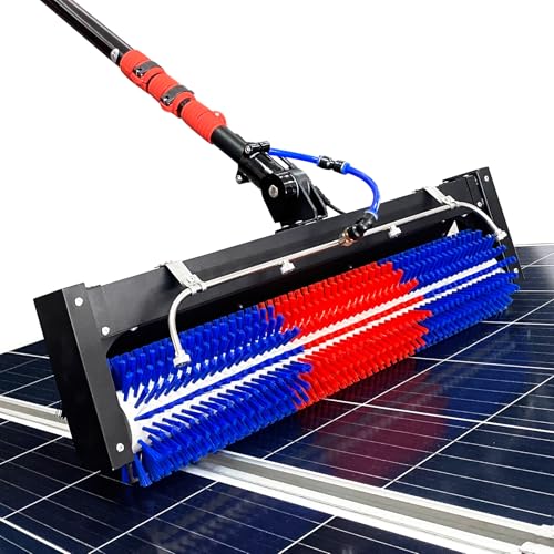 Solar Panel Cleaning Roller Brush, 11FT Adjustable Window Cleaning Brush and Pole, Automatic Solar Panel Brush, Rotating Cleaning Brush, Wash Brush with Lithium Battery and Power Converter - size: 11FT-double