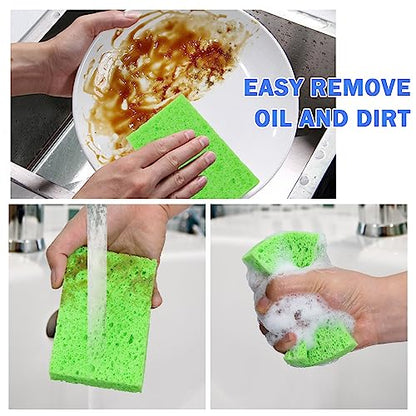 YoleShy 48 Pack Sponges Kitchen Natural Compressed Cellulose Sponges Durable Dish Sponge for Cleaning & DIY Reusable