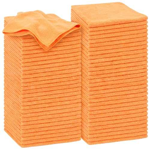 Nuenen Microfiber Cleaning Cloths for Cars 16 x 16 Inch Ultra Absorbent Car Towels Drying Reusable Cleaning Supplies House Kitchen Window Microfiber Towel (Orange,60 Pcs) - color: Orange