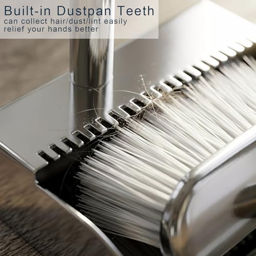 Indoor Soft Bristles Broom and Dustpan Angle Sweeping Dustpan and Broom with Long Handle for Kitchen Hardwood Floor Cleaning