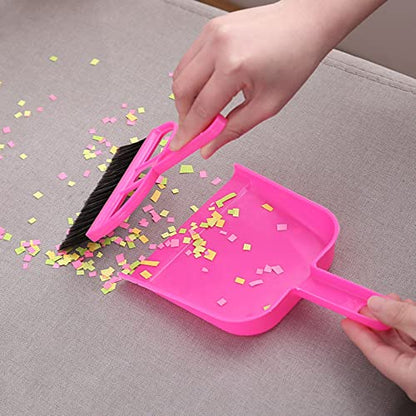 TOPZEA 6 Pack Mini Dust Pan and Brush Set, Mini Hand Broom Dustpan Set Hand Whisk for Table, Desk, Countertop, Keyboard, Cat, Dog and Other Pets