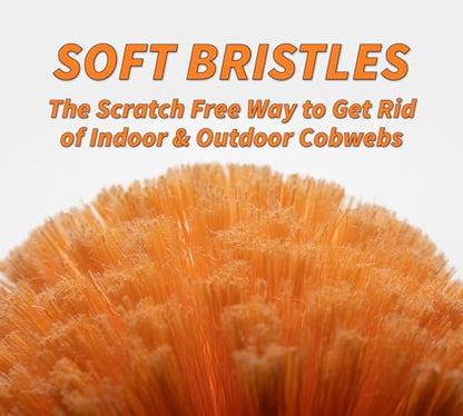 Cobweb Duster Head Brush // Spider Web Brush for Outdoor & Indoor Web Cleaning // Twist-On Corner Duster Fits Standard Acme Threaded Extension Poles // Best Cobweb Brush Head (Pole Sold Separately)