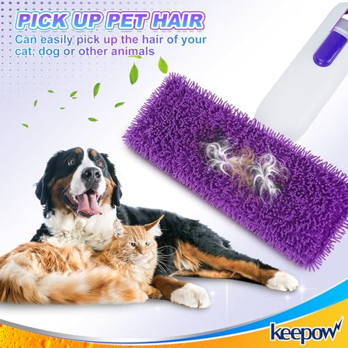 KEEPOW Reusable Power Mop Pads Compatible with Swiffer PowerMop, 2 Pack | Microfiber Power Mop Refills for 13 ''-15 '' Spray Mop, Machine Washable Pad Replacement for Multi-Surface Floor Cleaning - color: Purple-2 Pack