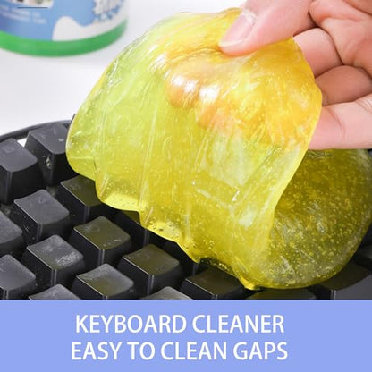 Car Cleaning Gel 2 Pack, Reusable Cleaning Putty for Car Interior Vent Keyboard Cup Holder, Auto Detailing Slime, Non-Sticky Car Cleaning Supplies Blue Yellow