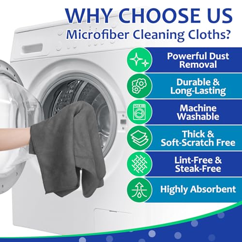 Newwiee 3 Pcs Extra Large Microfiber Cleaning Cloth 30" x 20" Washable Reusable Microfiber Towel Streak Free Lint Free Cloth for Cleaning Home Glass Office Window Bathrooms (Gray) - color: Gray