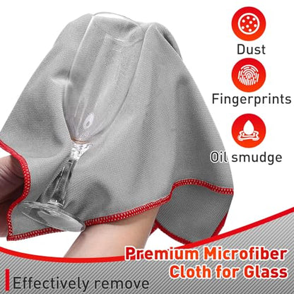 Maxcheck 24 Pack Magic Cleaning Cloth, 16 x 16 Inch Microfiber Glass Cleaning Cloths Reusable Lint Free Microfiber Towels for Kitchen Dish, Windows, Mirror, Glass, Car(Grey) - color: Grey