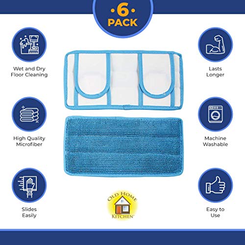 Microfiber Reusable Mop Pad | Durable Machine Washable Floor Cleaning Pads | Swiffer Compatible Dry Mop Pads (6 Pack) - size: 6 Count (Pack of 1)
