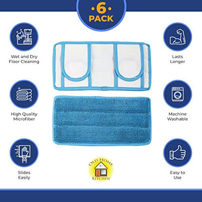 Microfiber Reusable Mop Pad | Durable Machine Washable Floor Cleaning Pads | Swiffer Compatible Dry Mop Pads (6 Pack) - size: 6 Count (Pack of 1)