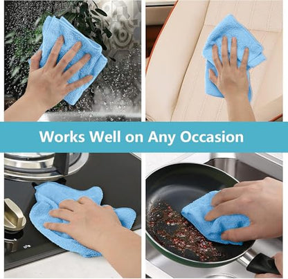 HOMEXCEL Blue Microfiber Cleaning Cloth, 8 Pack Cleaning Towels for Kitchen, Lint Free, Scratch-Free, Highly Absorbent, and Reusable Cleaning Rags for House, Window and Glass, Cars, 11.5 X11.5 inch - color: Blue