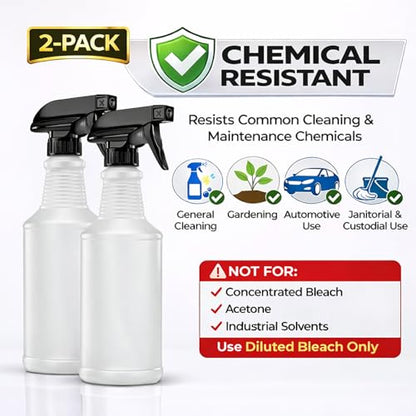 Bar5F Chemical-Resistant Spray Bottle – BPA-Free, Cleaning, Gardening, Hydrogen Peroxide, Rubbing Alcohol, Leak-Proof, Multipurpose, USA (Black (2-Pack) 24-Ounce) - style: Black (2-Pack) 24-Ounce