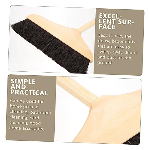 Horsehair Broom with Long Handle Soft Pine Bristles for Indoor Hardwood Floor Tile Cleaning Sweeping Tool 37.00In
