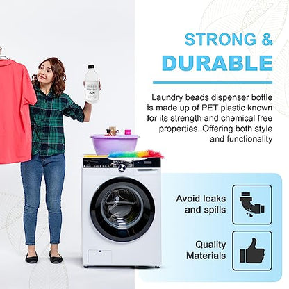 The Farmhouse Room Inc. Laundry Beads Dispenser Bottle - Scent Beads Container for Laundry Room Organization - 1/2 Gallon BPA Free & PET Plastic Bottle for Laundry Beads with Waterproof Label - 64 oz - style: Laundry Beads Bottle
