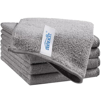 HOMEXCEL Grey Cleaning Rags 5 Pack, Highly Absorbent Microfiber Cleaning Cloth for Kitchen, Lint Free, Scratch-Free, Reusable Microfiber Towels for House, Window and Glass, Cars, 11.5 X11.5 inch - color: Grey