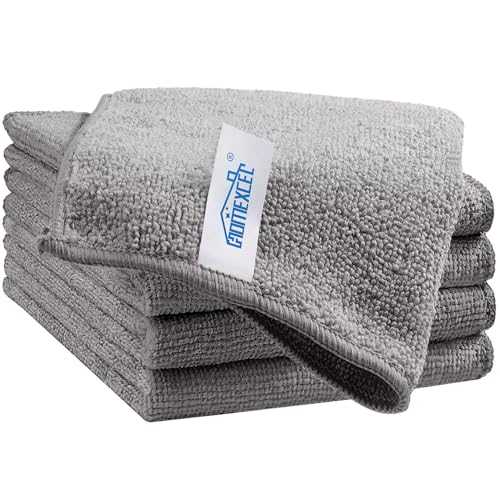 HOMEXCEL Grey Cleaning Rags 5 Pack, Highly Absorbent Microfiber Cleaning Cloth for Kitchen, Lint Free, Scratch-Free, Reusable Microfiber Towels for House, Window and Glass, Cars, 11.5 X11.5 inch - color: Grey