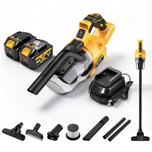 Handheld Vacuum Cordless 20V with 2-Pack 4Ah Batteries and Charger, 5-in-1 Car Vacuum with 500W Powerful Motor, Replacement for Dewalt Vacuum,Lightweight Portable for Home, Car, Pet Hair