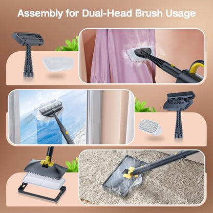 Steam Mop with Detachable Handheld Steam Cleaner, 10-in-1 Multi Accessories, Quick 10s Heat, 350ml and 2-Level Steamer for Cleaning Floor, Carpet, BBQ Grill, Tile, and Grout, Gray - color: Gray
