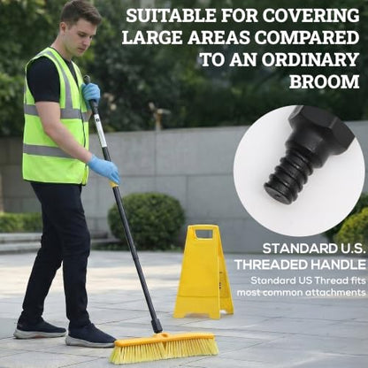 KLEEN HANDLER 18" Push Broom with 61" Long Extendable Metal Handle with Threaded Plastic Screw for Deck Driveway Garage Yard Patio Warehouse Hard Floor Cleaning - style: 18" Push Broom