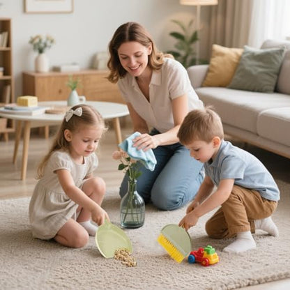 Small Broom and Dustpan Set,mini Compact Portable, for Home, Sofas, Kitchen countertops, Storage Shelves, Office desks, bathrooms, and pet Areas (Green) - color: Green