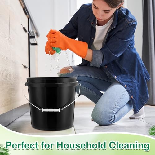 Tioncy 10 Pcs 2 Gallon Plastic Bucket with Lid Heavy Duty 2 Gallon Bucket Pail with Lid Handle for Storage Container Home Household Cleaning (Black) - color: Black