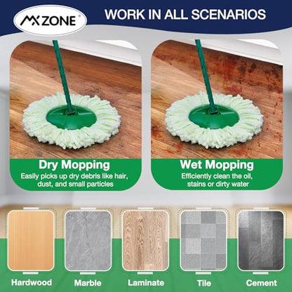 3 Pack Mop Head Replacement for Libman Tornado, Spin Mop Replacement Head ONLY Compatible with Libman, Easy to Replace, Machine Washable, Green and White (NOT for Old Version) - size: 3 Pack (Green)