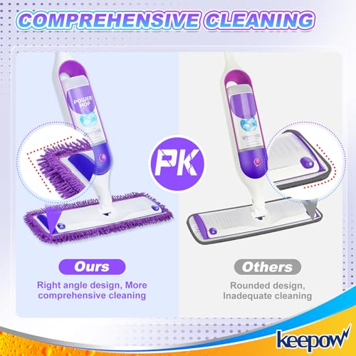 KEEPOW Reusable Power Mop Pads Compatible with Swiffer PowerMop, 2 Pack | Microfiber Power Mop Refills for 13 ''-15 '' Spray Mop, Machine Washable Pad Replacement for Multi-Surface Floor Cleaning - color: Purple-2 Pack