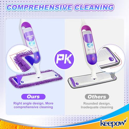 KEEPOW Reusable Power Mop Pads Compatible with Swiffer PowerMop, 2 Pack | Microfiber Power Mop Refills for 13 ''-15 '' Spray Mop, Machine Washable Pad Replacement for Multi-Surface Floor Cleaning - color: Purple-2 Pack