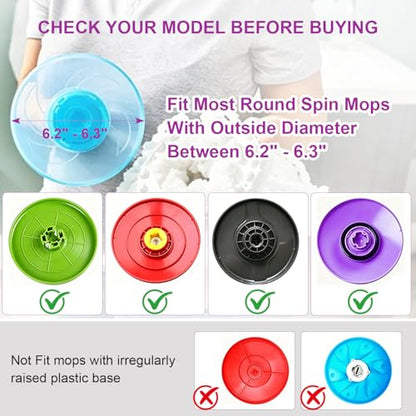 Spin Mop Replacement Heads, 6.3 Inch Microfiber Mop Refills Compatible with Hurricane, Mopnado, Simpli Magic and Other 360° Spin Mop Systems, Round Standard Universal Mop Pads (6 Colors) - color: 6 Colors