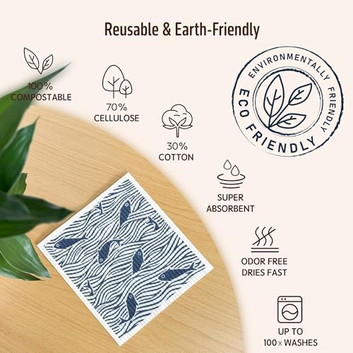Swedish Dishcloths, 5 Pack Swedish Dishcloths for Kitchen, Super Absorbent, Biodegradable, Quick Drying, Dishwasher Safe - color: 5 Count- Japanese