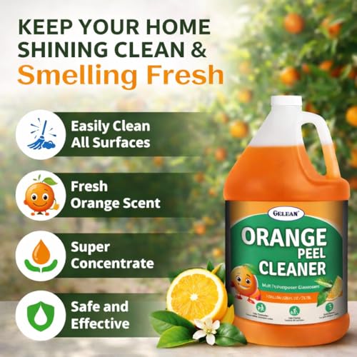 orange peel Multi Purpose Cleaner & Deodorant - Floor Cleaner (Made in USA) | Tile, Stone, Laminate, Vinyl & Natural Wood Floor Cleaner for Mopping, Cleaner Refill for Commercial Use, 1 Gal.