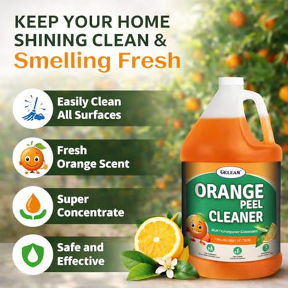 orange peel Multi Purpose Cleaner & Deodorant - Floor Cleaner (Made in USA) | Tile, Stone, Laminate, Vinyl & Natural Wood Floor Cleaner for Mopping, Cleaner Refill for Commercial Use, 1 Gal.