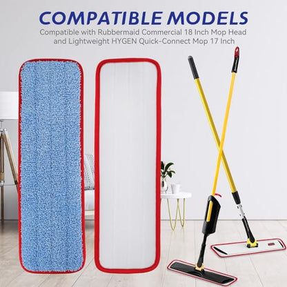 Replacement Microfiber Pad for Rubbermaid Commercial 18.5 Inch Mop Head - 6 Pack Wet & Dry Commercial Cleaning Refills Reusable Mops Refills Fit for Any Microfiber Flat Mop System 18.5" - color: Red&blue-6packs