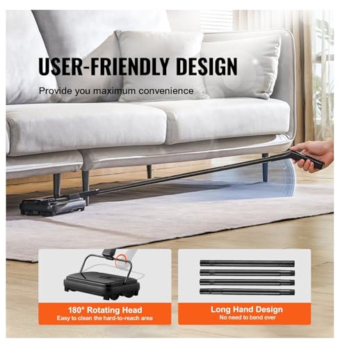 Carpet Sweeper - 7.87" Manual Floor Sweeper for Hardwood, Laminate, Rugs - Non-Electric Dustpan with Comb - Home Office Cleaning
