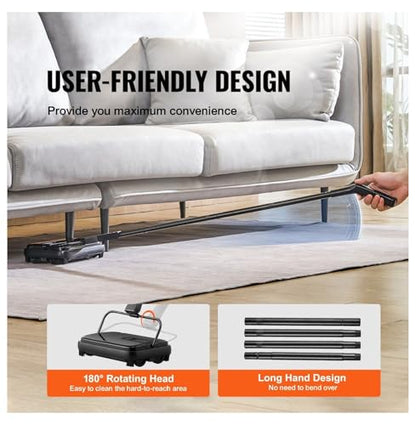 Carpet Sweeper - 7.87" Manual Floor Sweeper for Hardwood, Laminate, Rugs - Non-Electric Dustpan with Comb - Home Office Cleaning