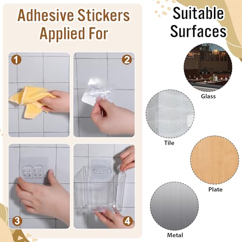 8 Pack Clear Adhesive Wall Storage Bins, Stackable Wall Mount Desktop Organizer Holders for Office Craft Remote Kitchen Sink RV Organization