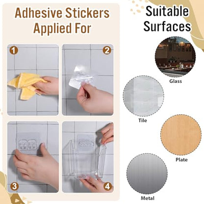 8 Pack Clear Adhesive Wall Storage Bins, Stackable Wall Mount Desktop Organizer Holders for Office Craft Remote Kitchen Sink RV Organization