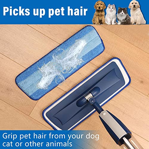 16.5" Microfiber Mop Pads Refills, 3 Pack Reusable Replacement Heads | reusable wet mop refills, machine washable for 14-16 inch spray mops, hardwood floors, dust cleaning & scrubbing - color: 16"blue Stripe*3