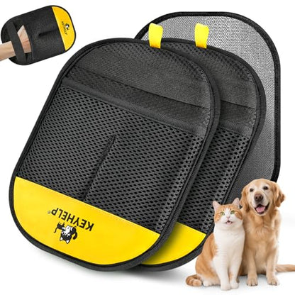 2PCS Pet Hair Removal Gloves for Dogs & Cats, Newly Upgraded Reusable Electrostatic Pet Hair Glove, Magic Brush Pet Hair Remover Tool for Clothing, Couch, Carpet, Car Seat - color: 2PCS-BlackYellow