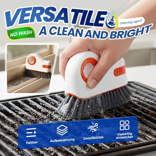 2 in 1 Cleaning Brush Window Track Cleaning Tools, Multifunction Hard Bristle Crevice Cleaner Brush with Hidden Scraper, Grout Cleaner Grip Brush for Sliding Door Track (1, B) - color: B