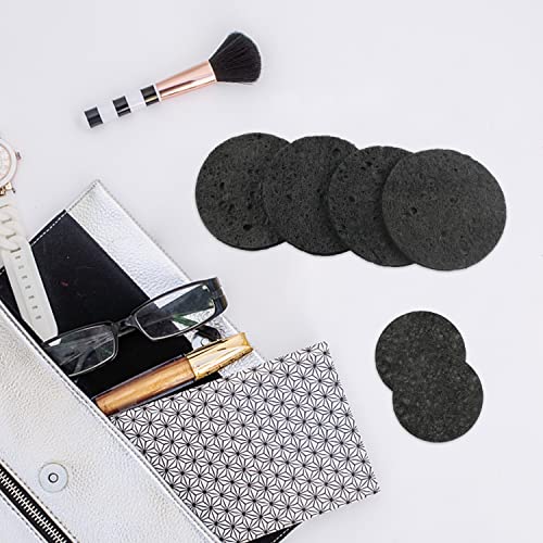 100-Count Facial Sponges Compressed Natural Cellulose Sponge Round Shape Face Sponge for Face Cleansing Exfoliating and Makeup Removal, Black - color: 100- Pack Black