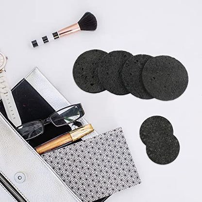 100-Count Facial Sponges Compressed Natural Cellulose Sponge Round Shape Face Sponge for Face Cleansing Exfoliating and Makeup Removal, Black - color: 100- Pack Black